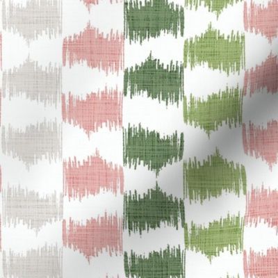 Ikat Stripe in silver sage, leaf green and desert pink