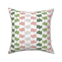 Ikat Stripe in silver sage, leaf green and desert pink