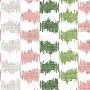 Ikat Stripe in silver sage, leaf green and desert pink