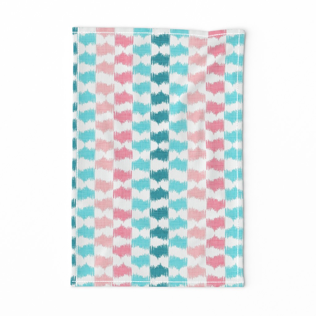 Ikat Stripe in Aqua and Pink 