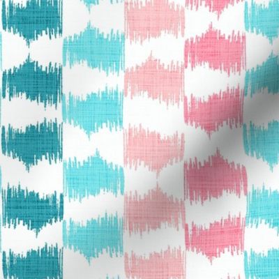 Ikat Stripe in Aqua and Pink 