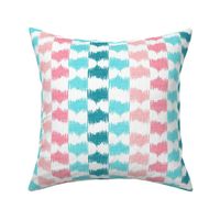 Ikat Stripe in Aqua and Pink 