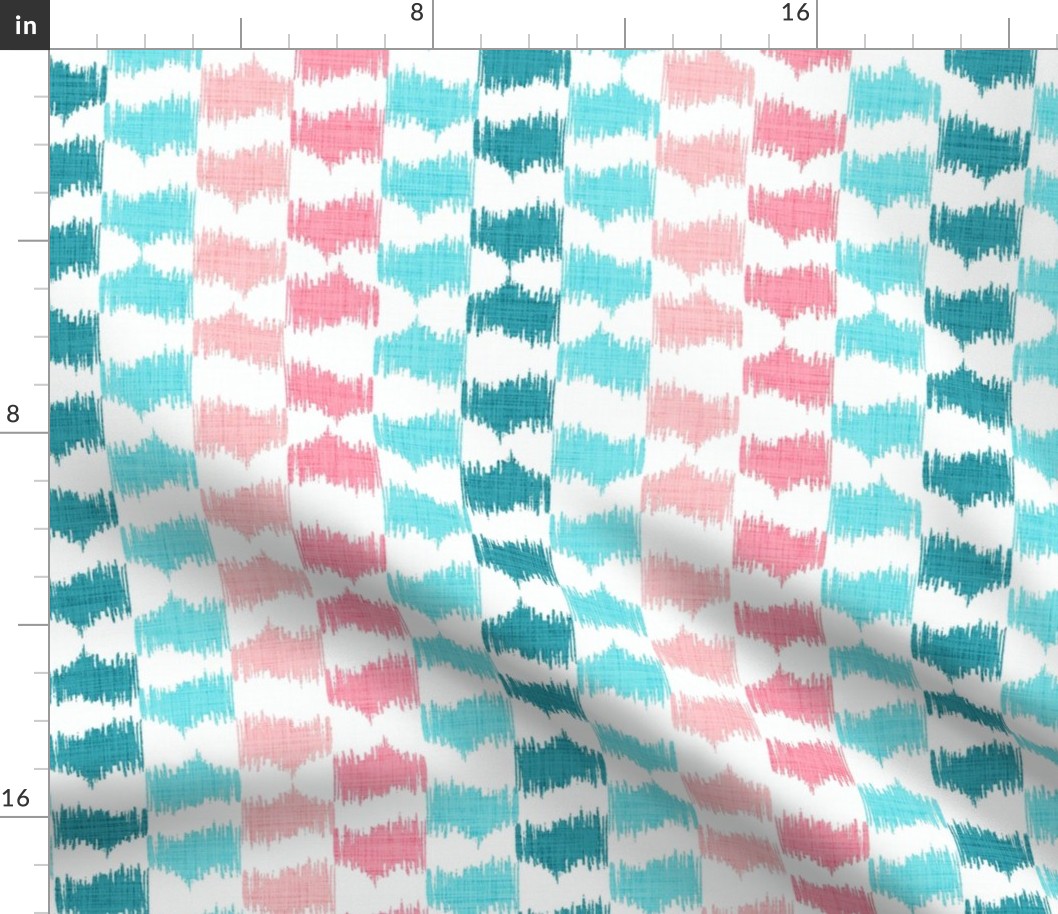 Ikat Stripe in Aqua and Pink 