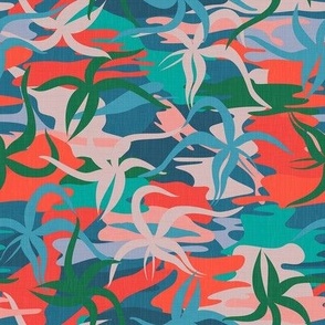 Garden in Tahiti - Blue and Red / Small Scale