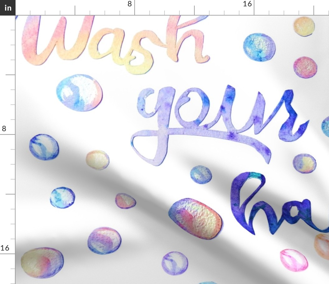 Wash your hands, rainbow soap bubbles