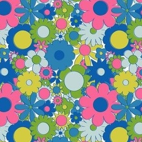 Smaller Scale - Funky Daisy Floral in Neon