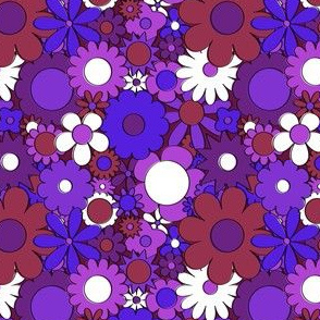 Smaller Scale - Funky Daisy Floral in Psychedelic Purple