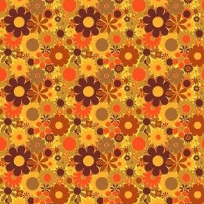 Smaller Scale - Funky Daisy Floral in Electric Orange