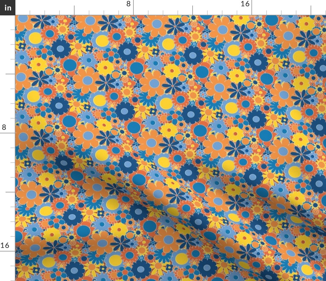 Smaller Scale - Funky Daisy Floral in Sunny Daze