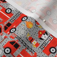 Gray Red Firetruck Dalmatian Dogs