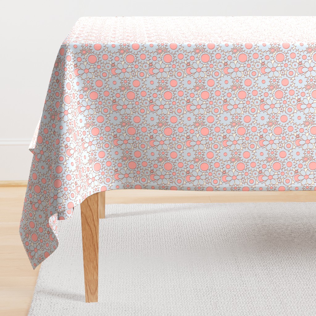 Smaller Scale - Groovy Daisy Floral in Baby Blue + Pink