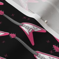 pink v guitar fabric - guitar fabric, music guitar - black