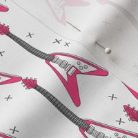 pink v guitar fabric - guitar fabric, music guitar - white