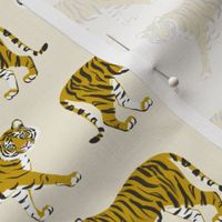 Tiger Parade -Ochre on Cream -small by Heather Anderson