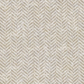 Tweed Herringbone Woollen Cloth Beige Grey Small Scale