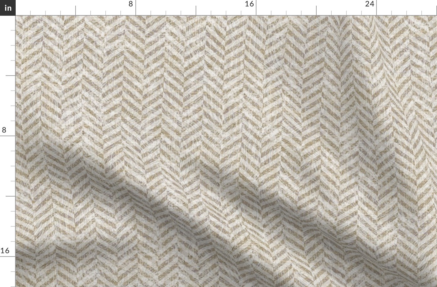Tweed Herringbone Woollen Cloth Beige Grey Small Scale