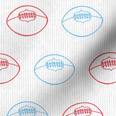 Fun Football Icons Red & Blue Pattern with White Background & Light Texture