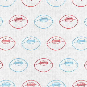 Fun Football Icons Red & Blue Pattern with White Background & Light Texture