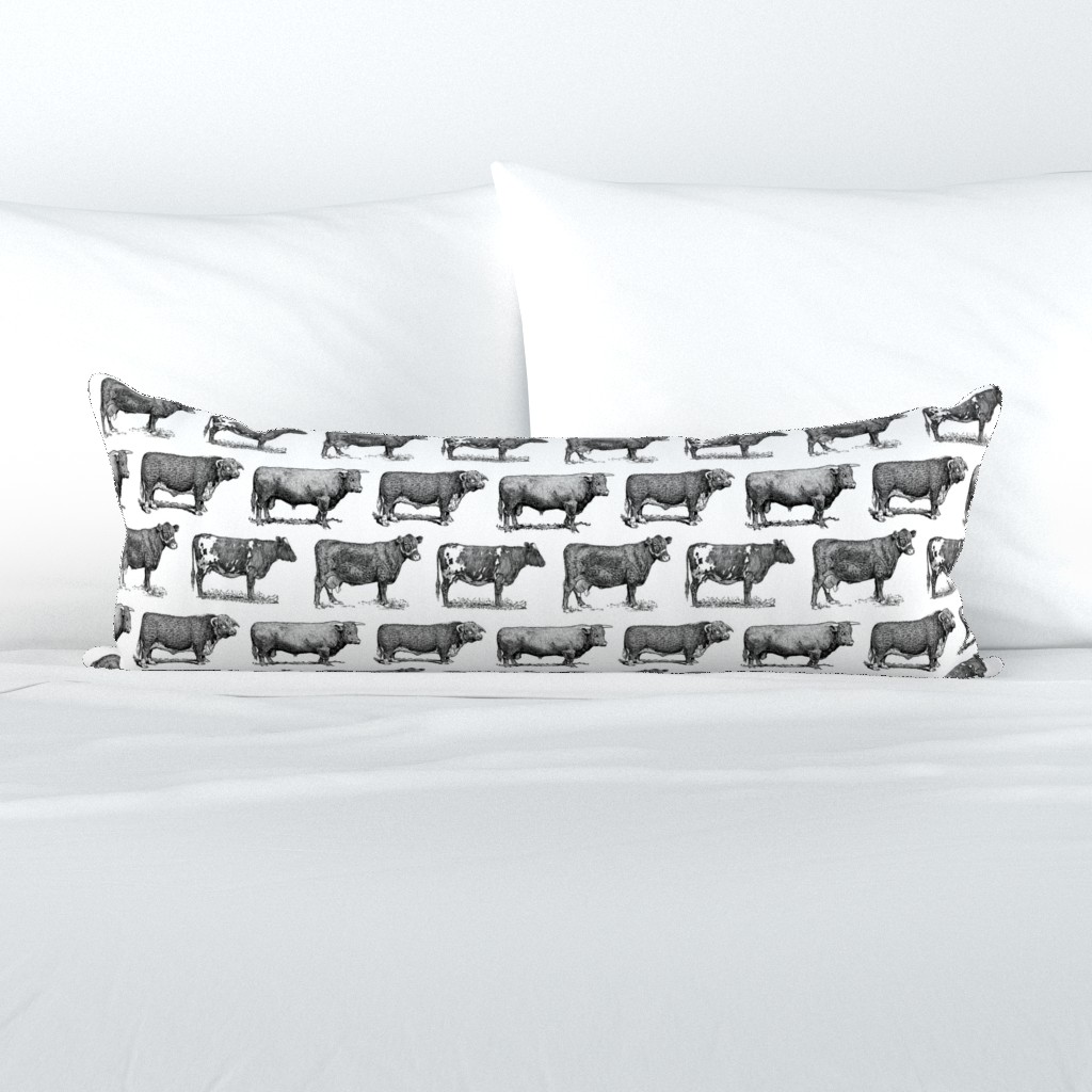 Classic Cow Illustrations Black & White Pattern