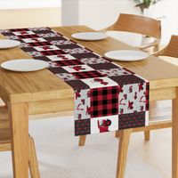 Construction Nursery Wholecloth - construction trucks - red  plaid (90)  - LAD19