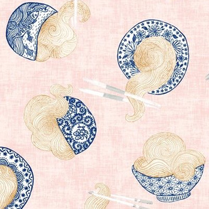 Japanese Noodle Bowls (blush linen) 12"