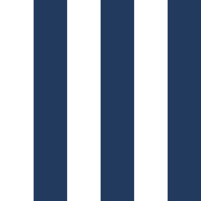 3" Navy and White Stripes -  Vertical - Navy Blue / Navy Peony