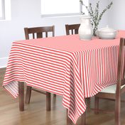 1/2" Coral and White Stripes - Horizontal - Half Inch / 1/2 Inch / Half In / 1/2 In / 1/2in / 0.5 Inch