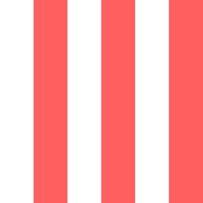 1" Coral and White Stripes - Vertical - 1 Inch / 1 In / 1in