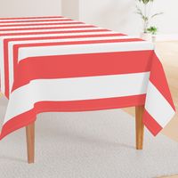 6" Coral and White Stripes - Horizontal - 6 Inch / 6 In / 6in