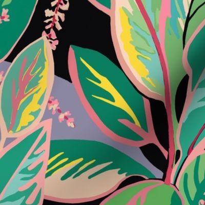 Small Tropical ti-leaf design-aqua pink