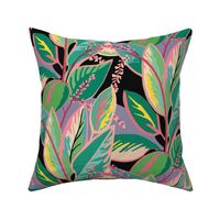 Small Tropical ti-leaf design-aqua pink