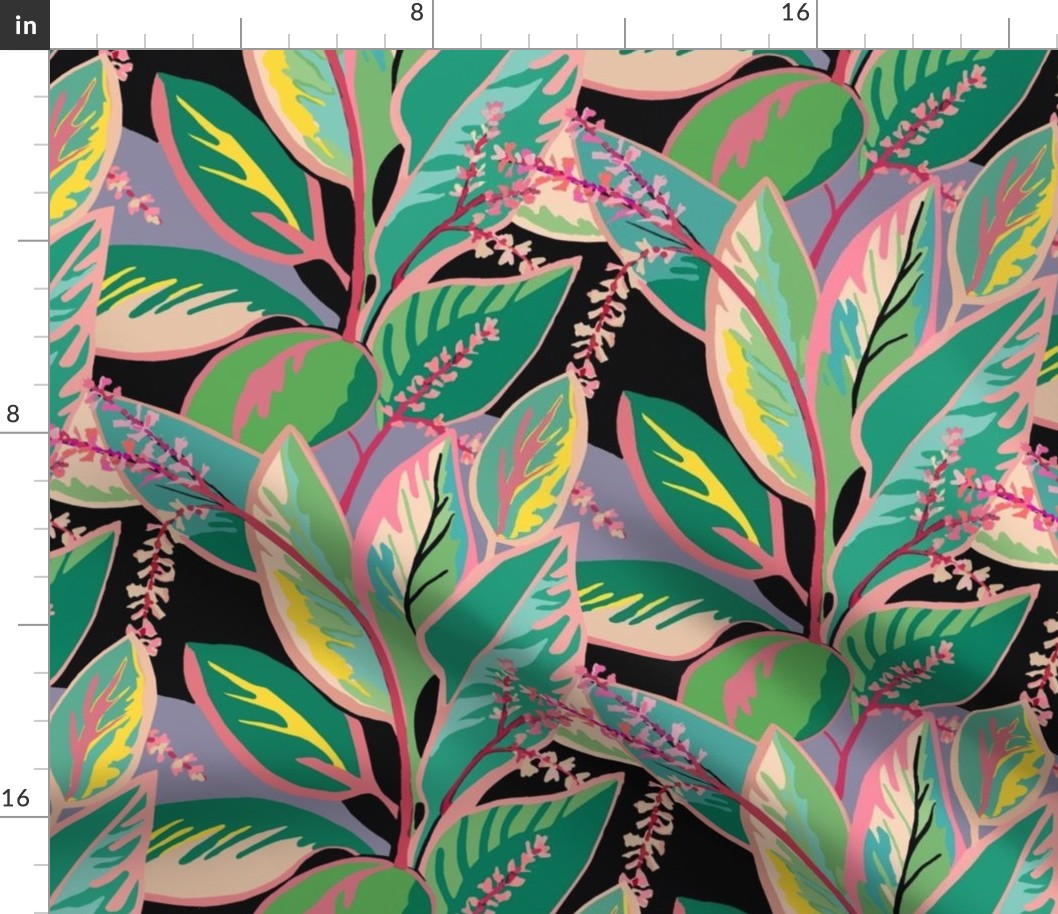 Small Tropical ti-leaf design-aqua pink