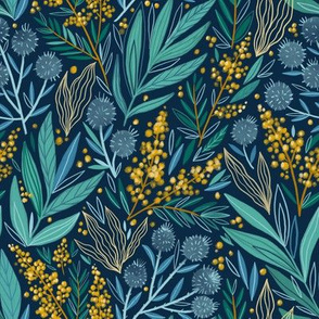 Mimosa bouquet. Floral seamless pattern