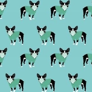 boston terrier scrubs fabric - doctor, nurse, vet fabric - light blue
