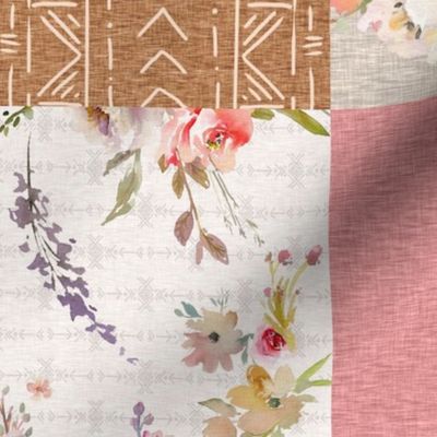 Floral Patchwork - Pink, Beige, Amber