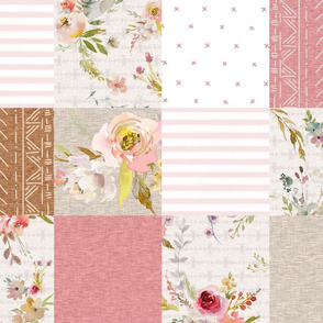 Floral Patchwork - Pink, Beige, Amber