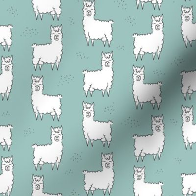 Llama print - teal blue Extra Small