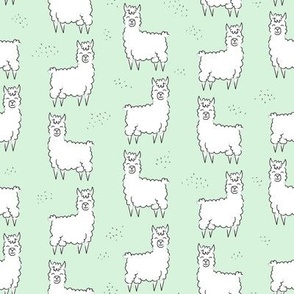 Llama print- mint green Extra Small