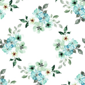 Grandmillennial flowers in teal from Anines Atelier. Use the design for living room walls