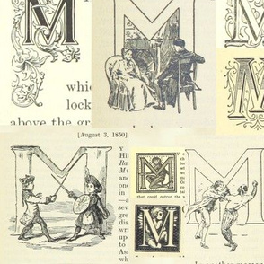 Vintage antique initial letter M