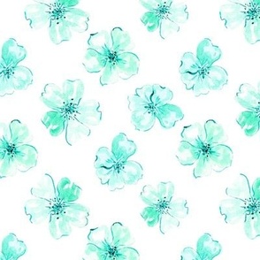 Whimsical teal flowers from Anines Atelier. Use the design for gender neutral nursery