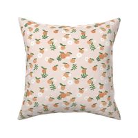 Delicate boho citrus garden and daisies botanical summer nursery design girls creme beige orange green