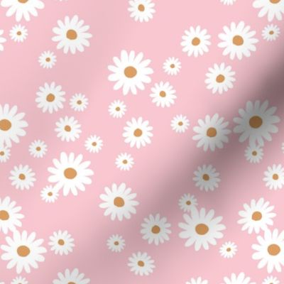 Summer day daisies minimal abstract Scandinavian boho style nursery girls pink white orange