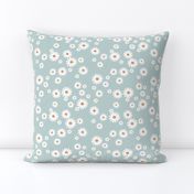 Summer day daisies minimal abstract Scandinavian boho style nursery girls soft cool blue