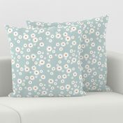 Summer day daisies minimal abstract Scandinavian boho style nursery girls soft cool blue