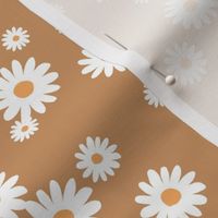 Summer day daisies minimal abstract Scandinavian boho style nursery girls caramel brown coral