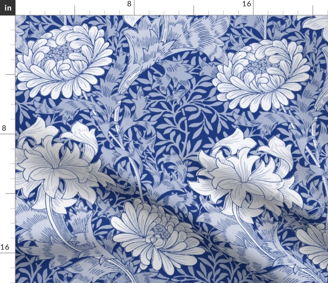 William Morris ~ Chrysanthemum ~  Willow Ware Blue and White 