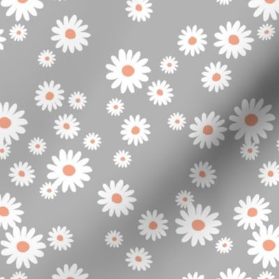 Summer day daisies minimal abstract Scandinavian boho style nursery girls cool gray orange