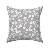 Summer day daisies minimal abstract Scandinavian boho style nursery girls cool gray orange