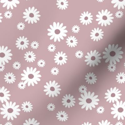 Summer day daisies minimal abstract Scandinavian boho style nursery girls mauve dusty purple